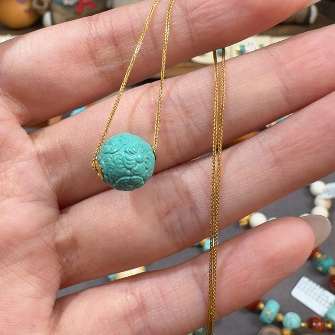 绿松石18K金镶嵌项链