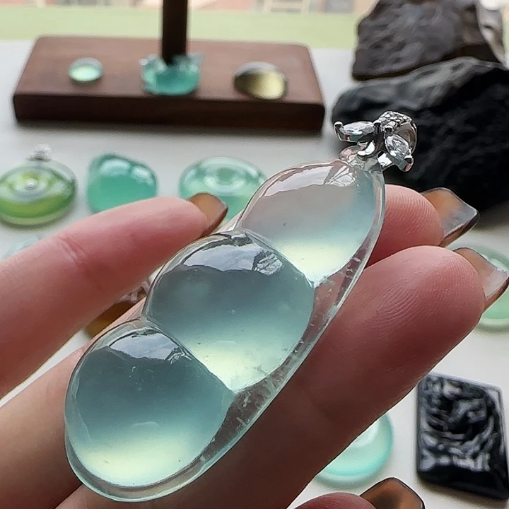 岫玉银S925镶嵌吊坠(不含链)