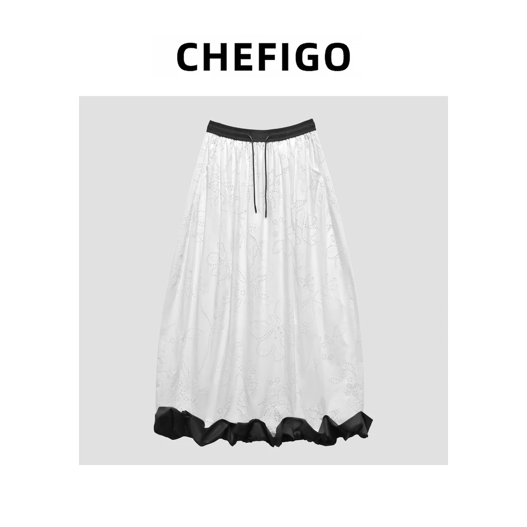 CHEFIGO镂空弹力腰半身裙