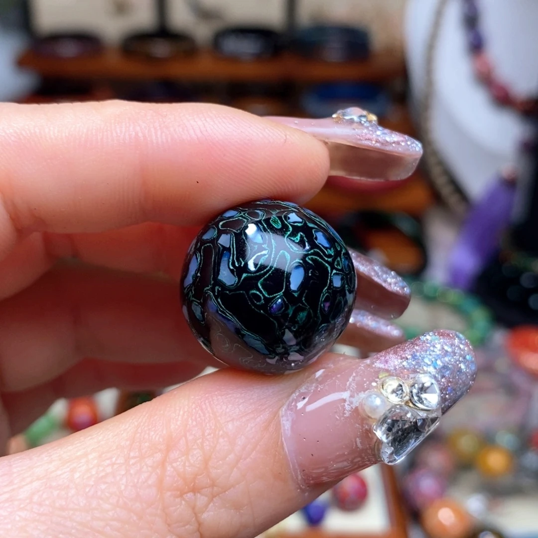 大漆珠20mm犀皮纹精品