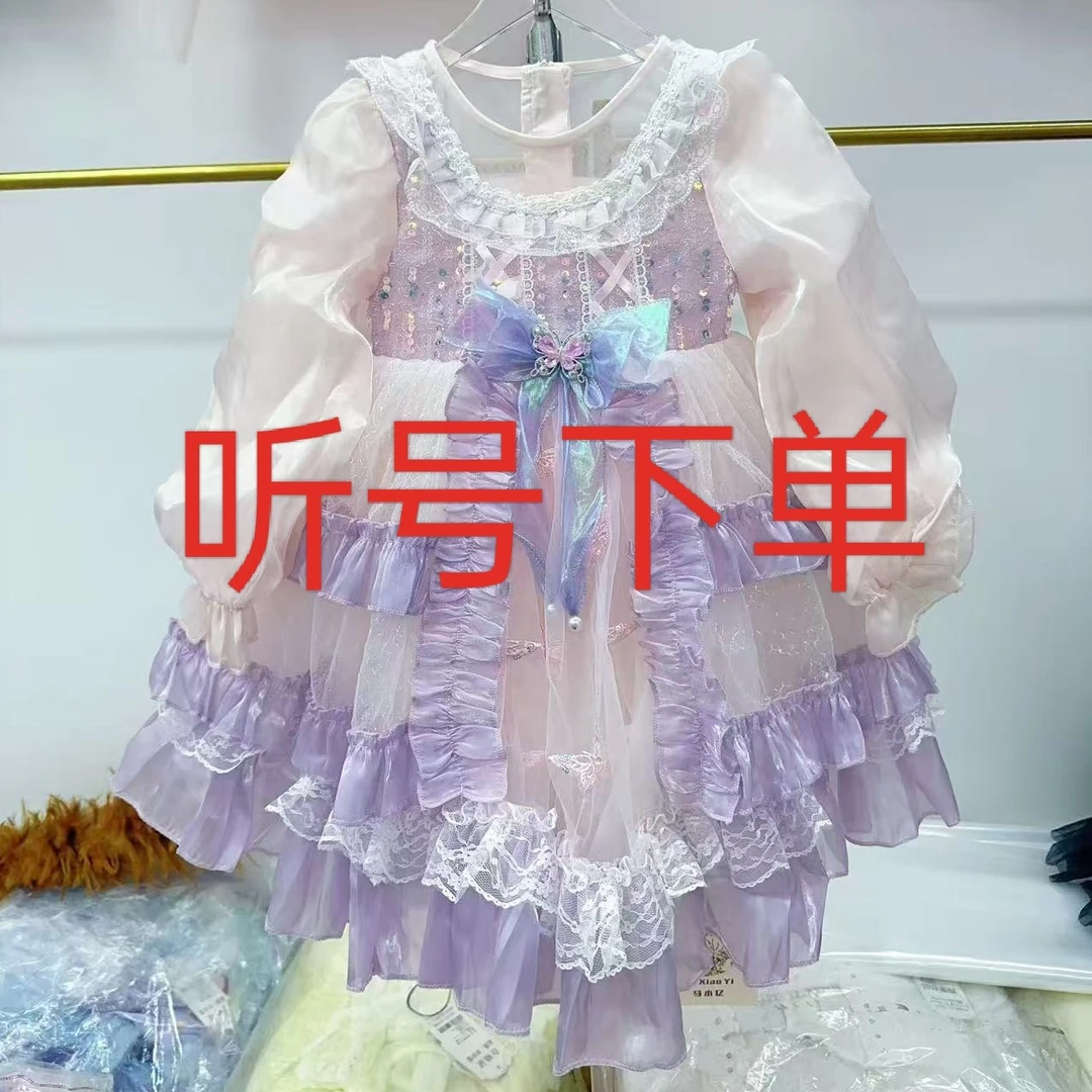 女童秋冬新款加绒洛丽塔公主裙长袖洋气生日礼服连衣裙