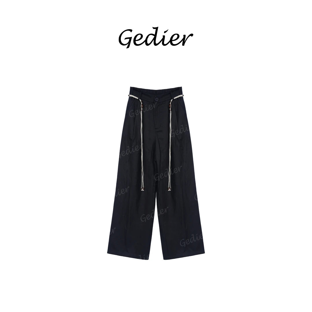 【歌蒂尔】“家长会” 2025简约纯色休闲宽松直筒裤艺菲同款KG520527Y