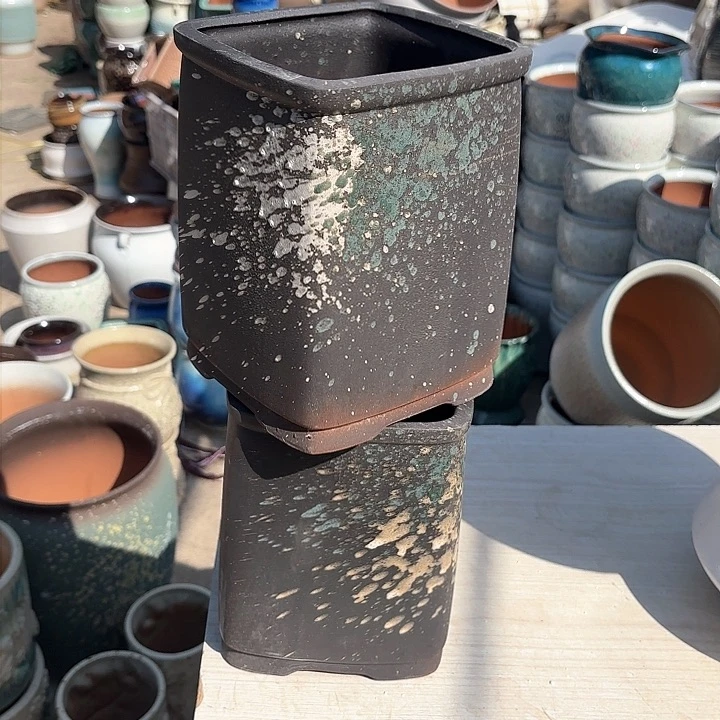 红陶泼墨两个口径15高度20