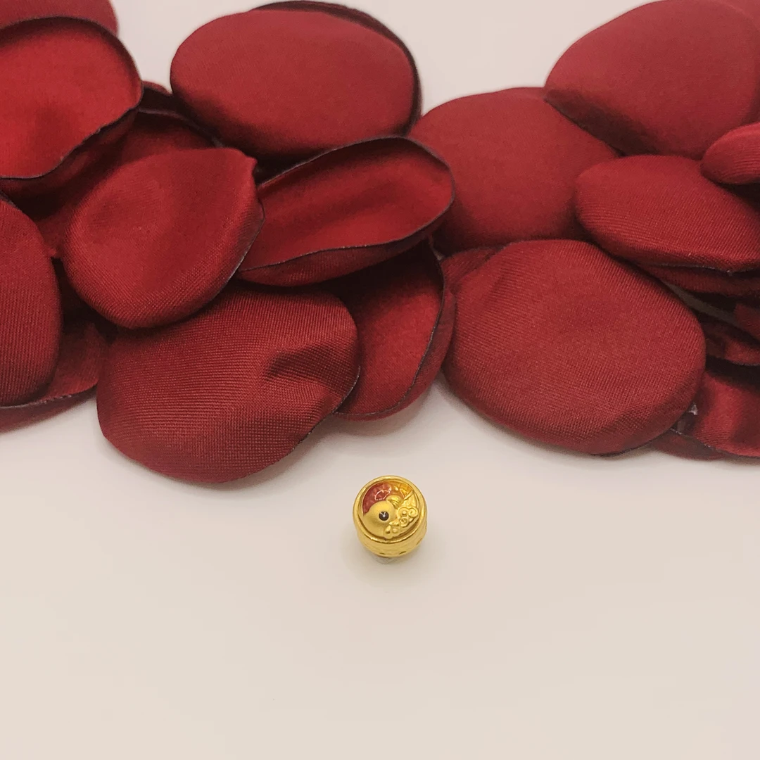 转转锦鲤黄金转运珠 足金转运珠 5D黄金 时来运转