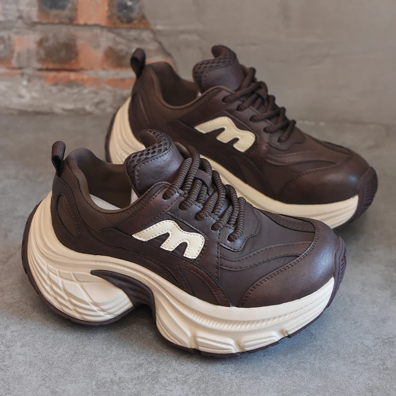 欧洲站女鞋爆款小个子增高8cm厚底老爹鞋女2025新款休闲运动鞋ins