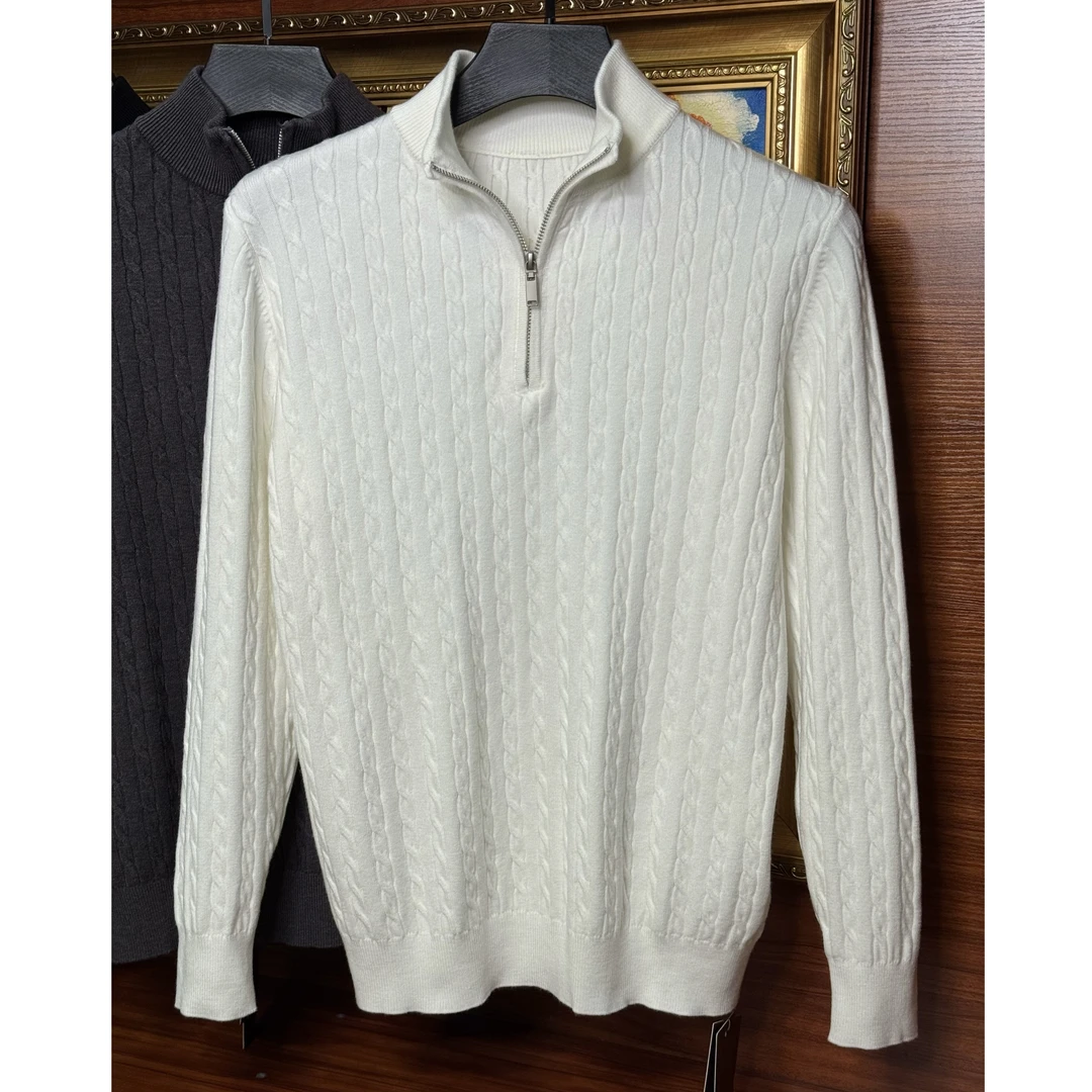 SUSE秋冬拉夫常规款男士套头半拉链款立领长袖薄款百搭针织衫