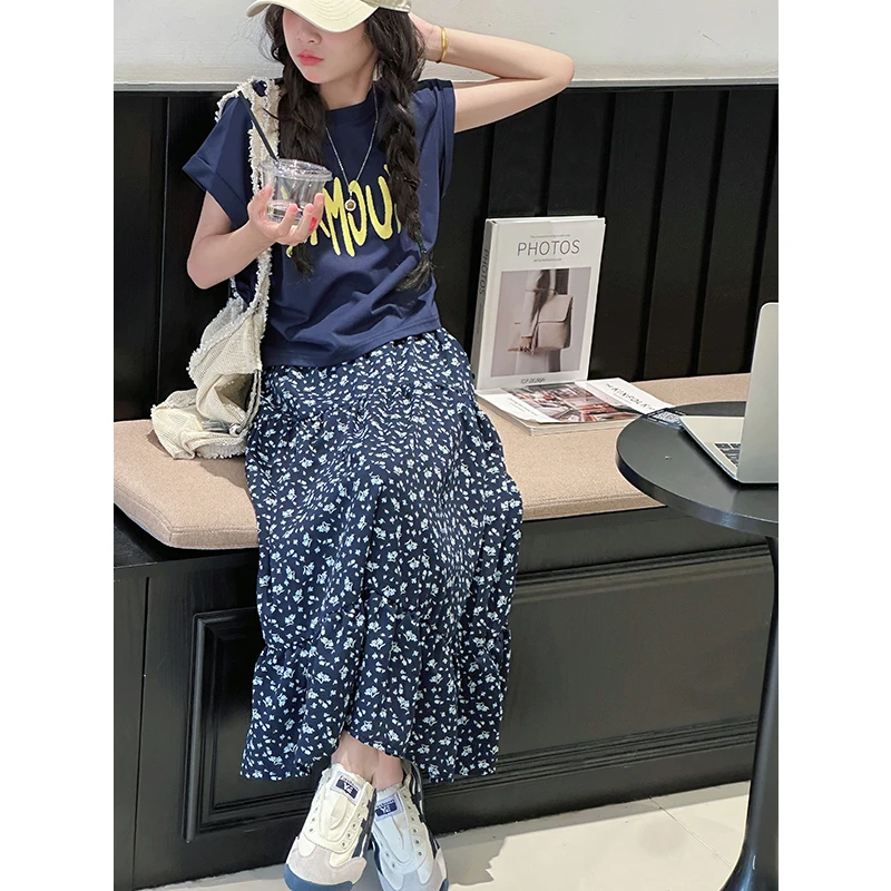 K29115孙小美碎花女童短袖套装裙2025夏装儿童上衣裙子两件套