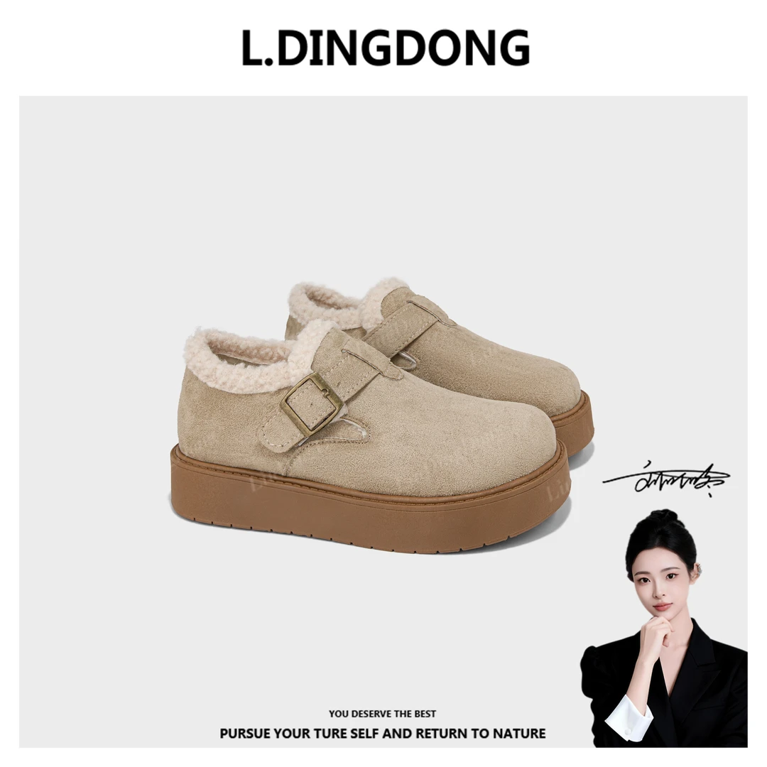 【刘叮咚女鞋】复古皮面厚底桑坡雪地靴保暖时尚雪地靴女百搭冬季靴