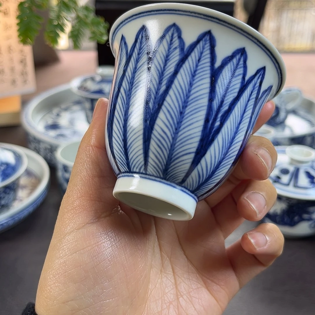 朝岚夕霞仿至正元青花原矿釉烧制全手绘主人杯