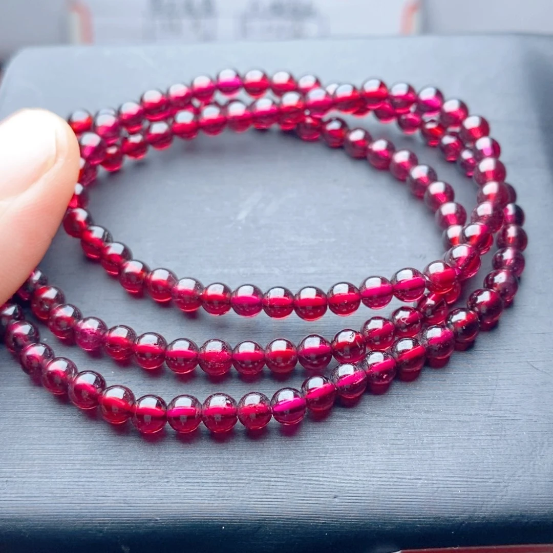 石榴石手链未镶嵌天然4.6毫米玻璃体清仓