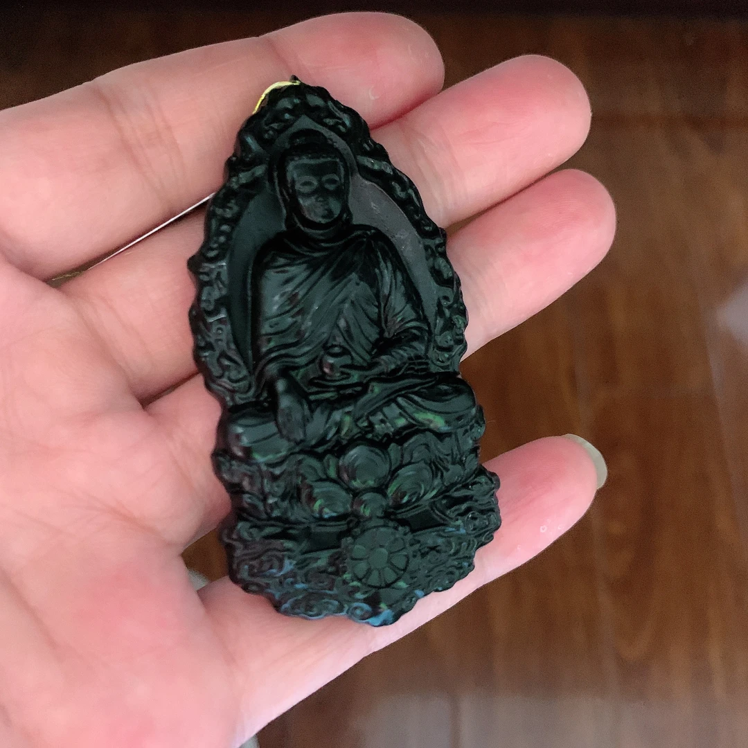 天然缅料A货 十级黑大日挂件1053