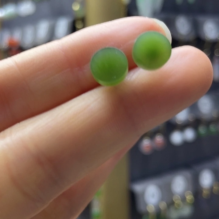 和田玉18K金镶嵌耳饰