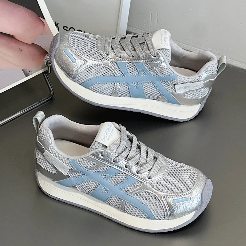 qbqa正品~男女透气复古运动鞋2025夏季新款小白网鞋轻便阿甘跑鞋