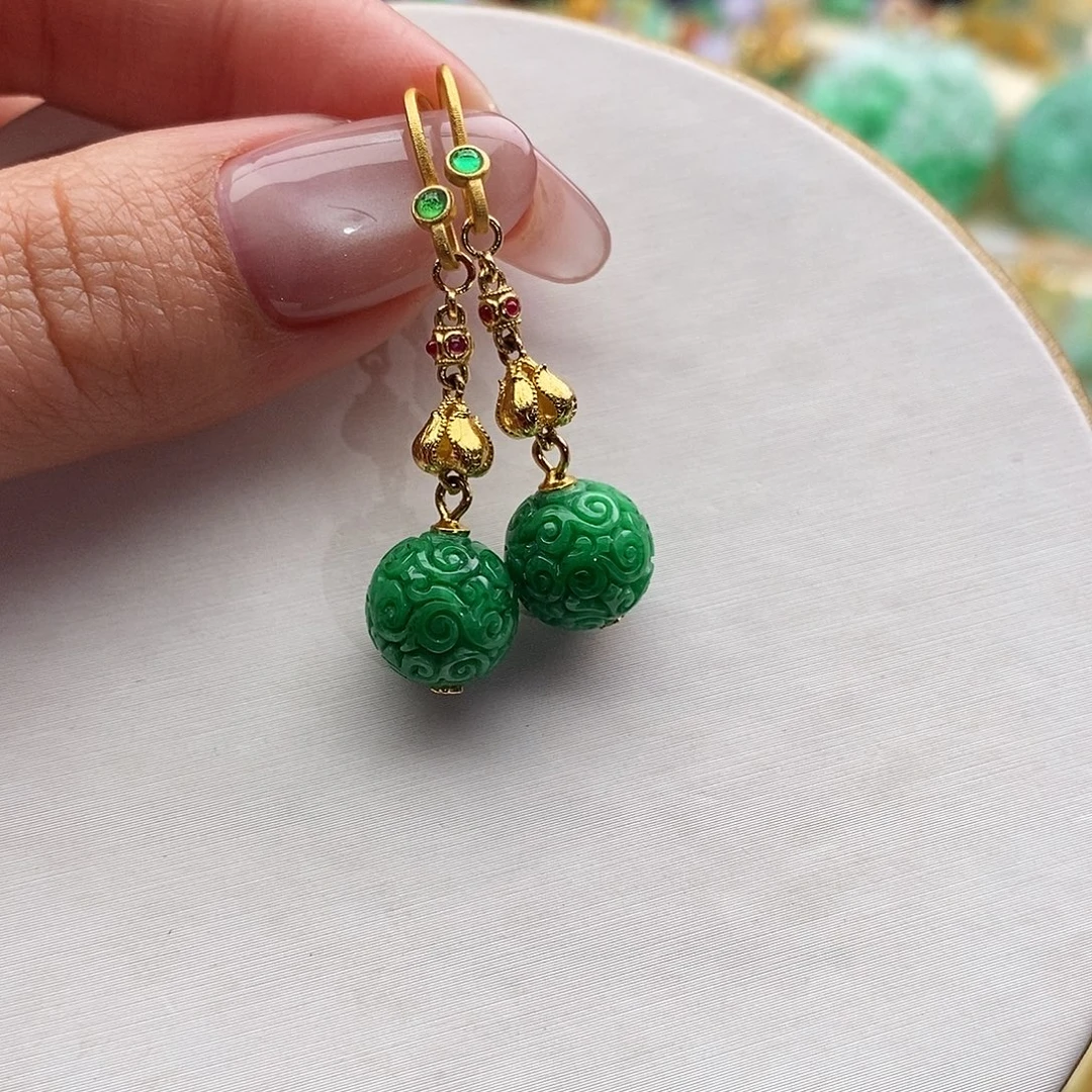 翡翠未镶嵌耳饰耳饰