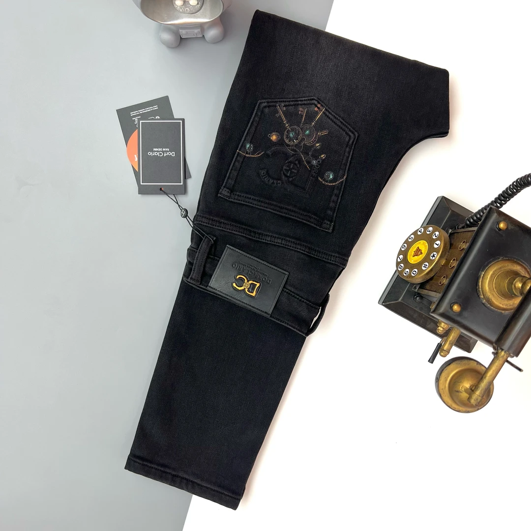 秋冬款97928-17轻奢重工水洗欧货弹力百搭牛仔裤男