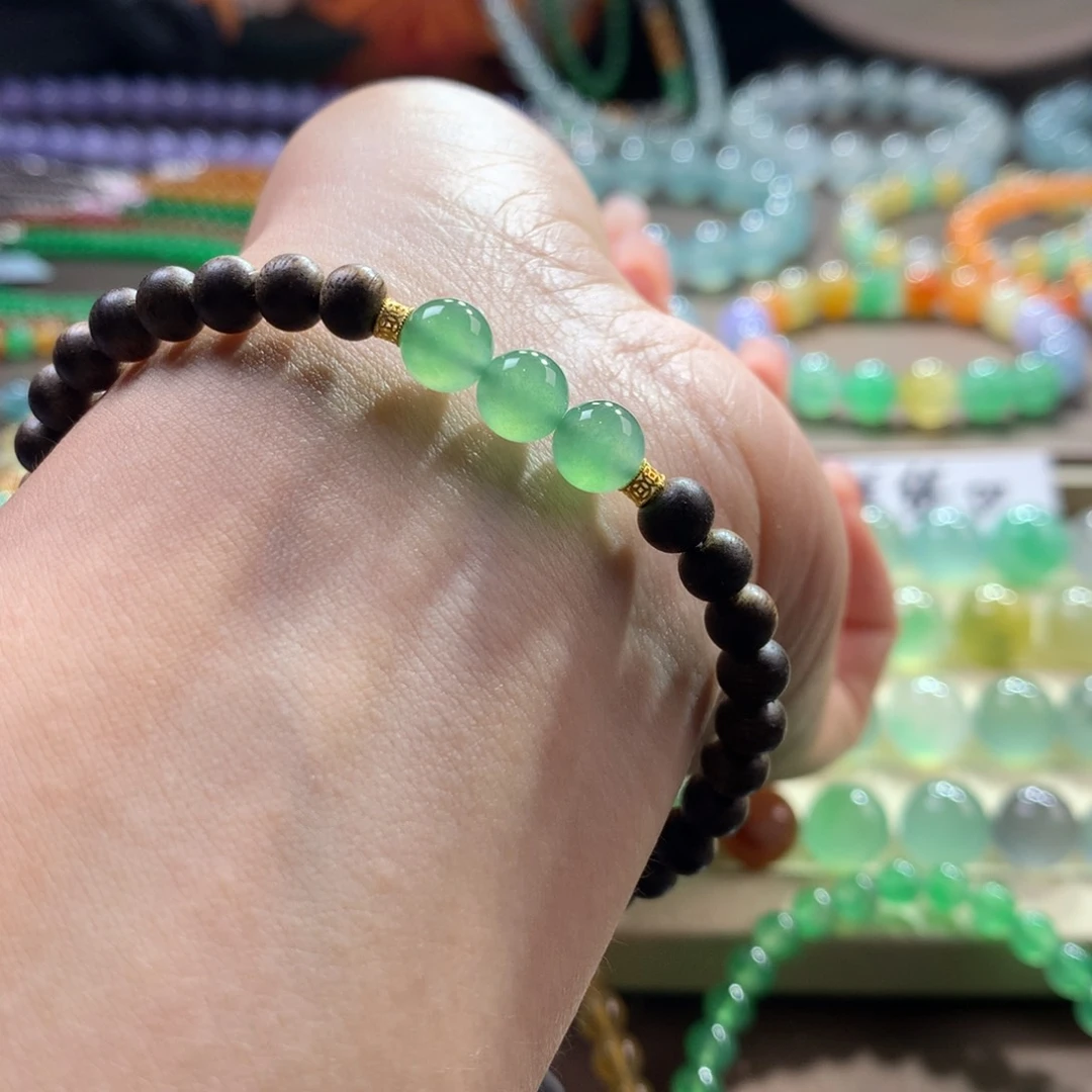 未镶嵌手链翡翠冰葡萄绿卡6.6