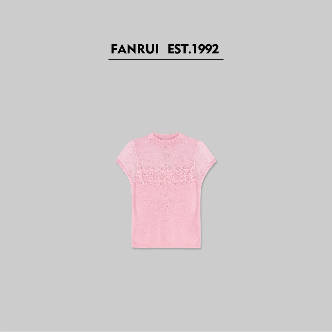 FANRUI/泛芮「樱花生巧」莱赛尔简约洋气设计感短袖T恤B15125