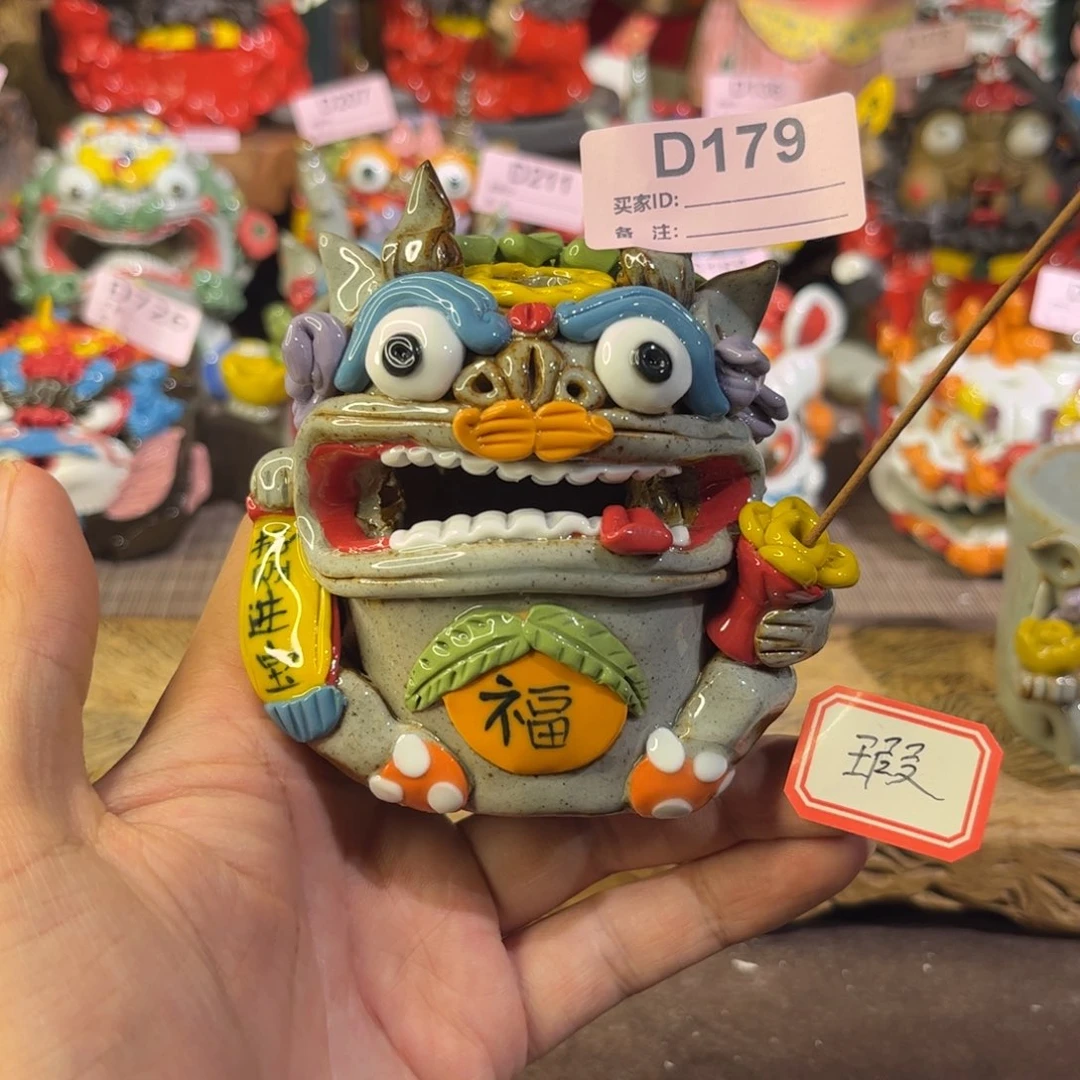 迟***墨泥塑纯手工茶宠摆件
