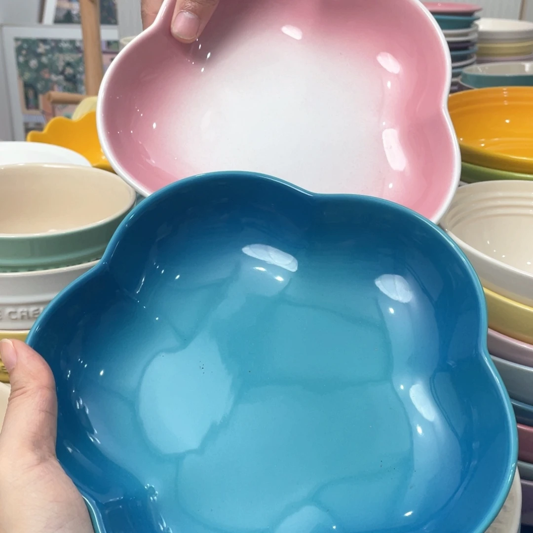 瓷片微瑕2个8英寸花朵深盘