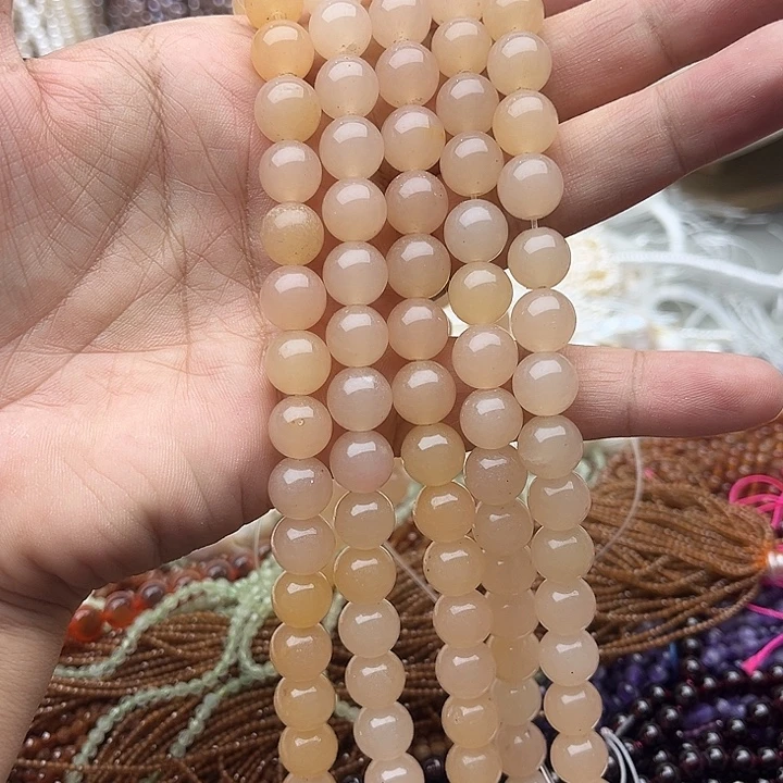 玛瑙/玉髓未镶嵌珠宝半成品2条10mm左右藕粉色和田玉