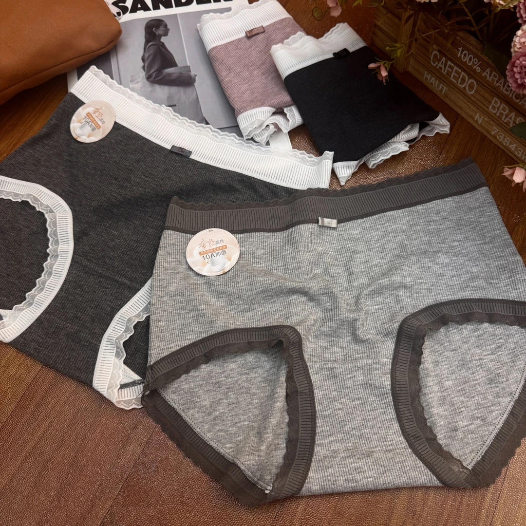 100-165细腻螺纹柔软弹力中高腰透气抗菌女士三角内裤舒适透气