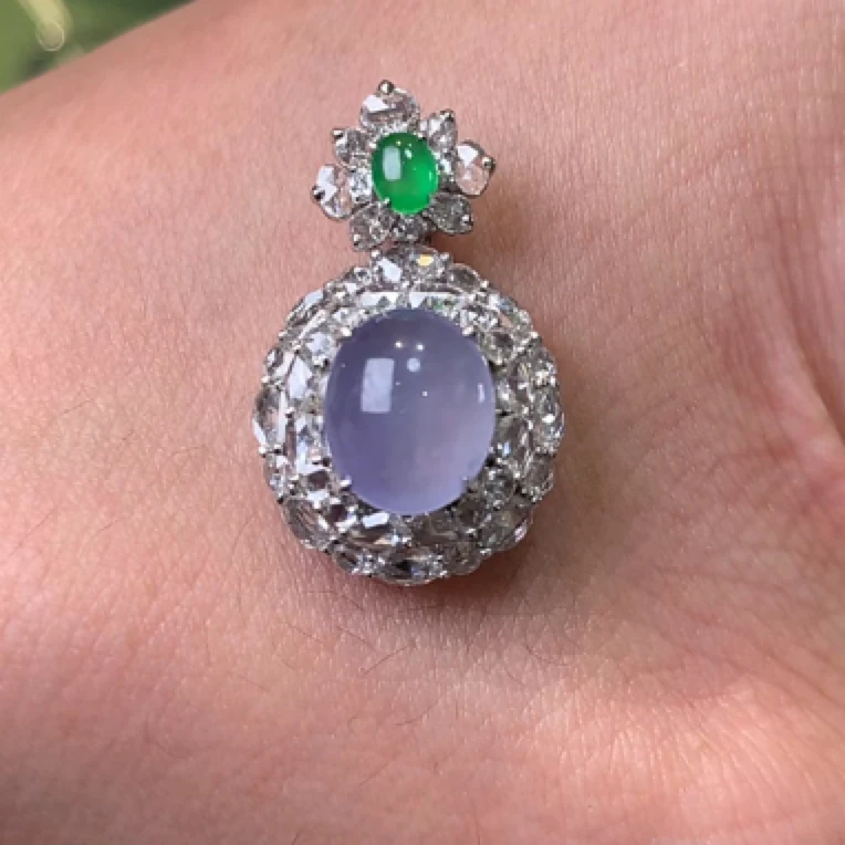 纯天然缅甸A货翡翠 紫蛋面