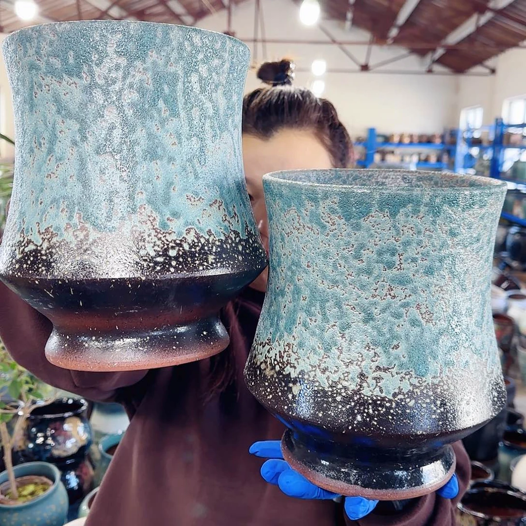 紫砂花盆高24口19