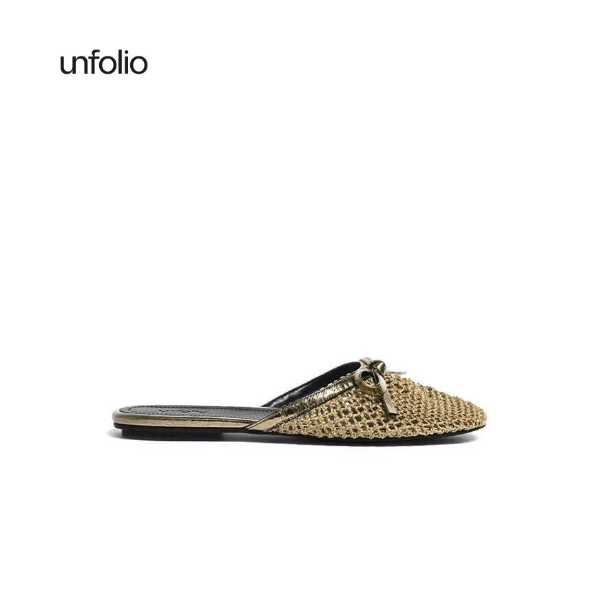 UCUT简刀 unfolio 新款25品牌设计师时尚针织蝴蝶结拖鞋 17774