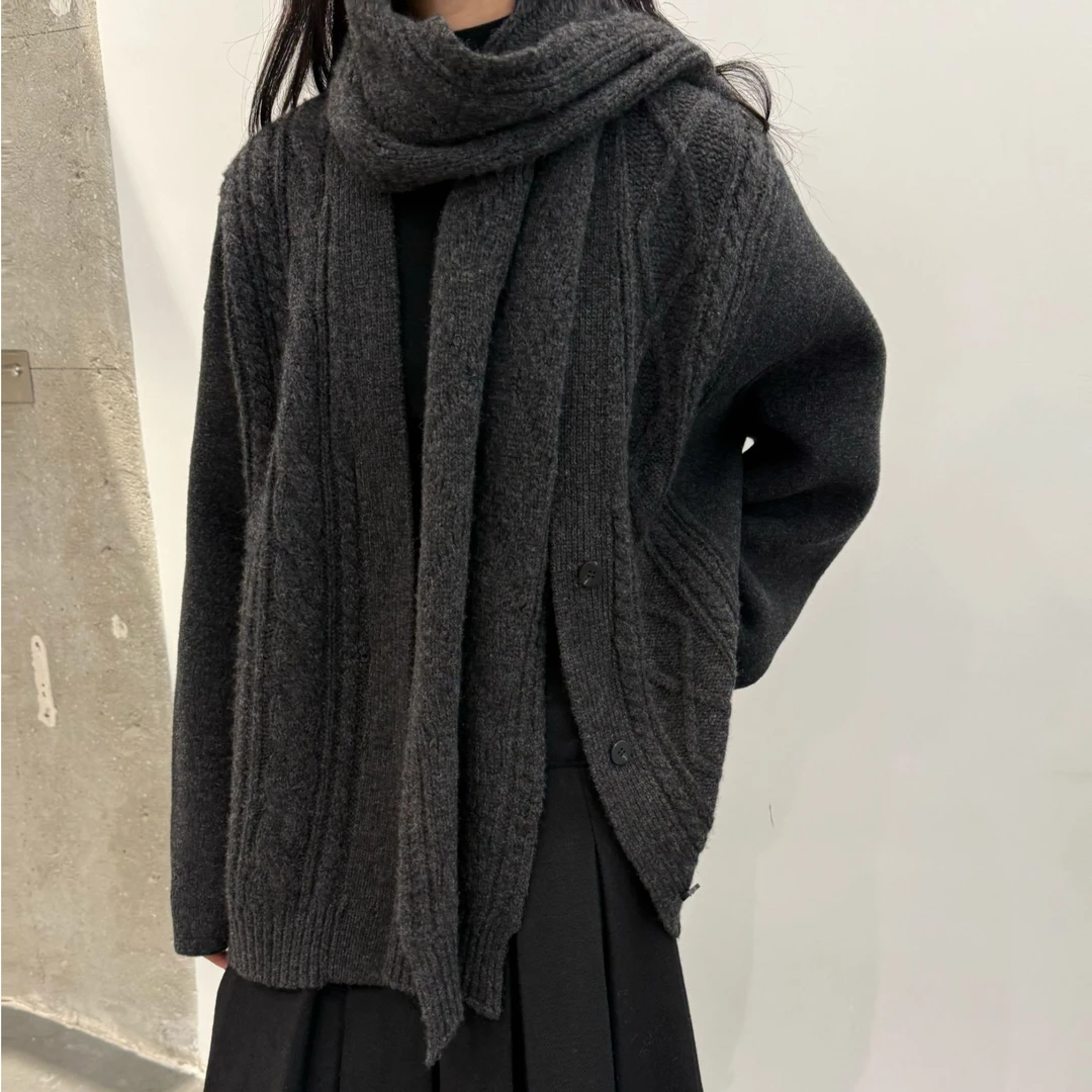 双面呢开衫20256成人厚款款宽松不掉色极简风手工女韩版