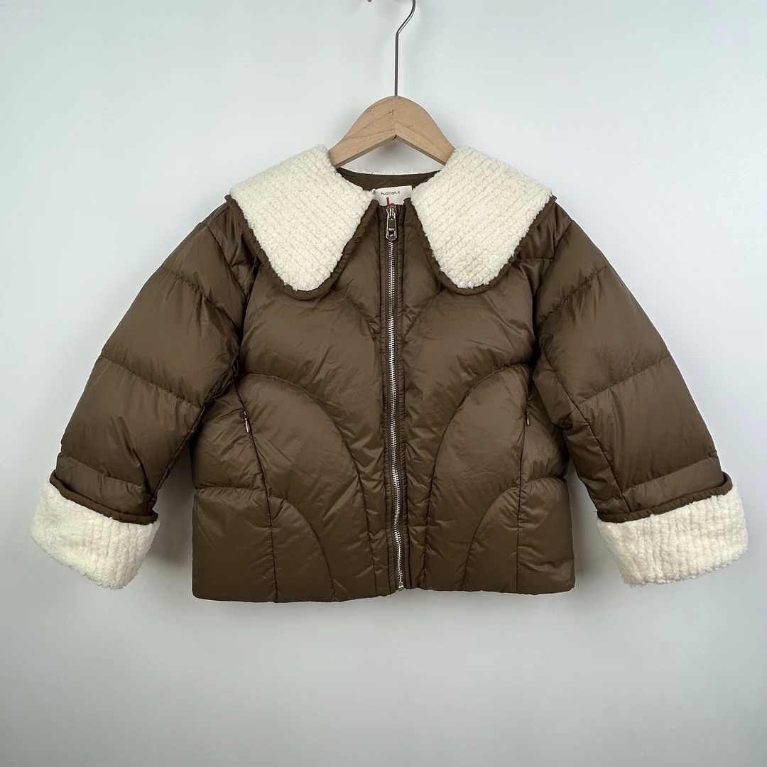 可爱风！短款毛毛领羽绒服女 冬日软萌保暖外套  1309