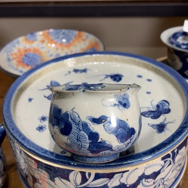 钛合金景德镇手绘芭蕉粗陶茶杯