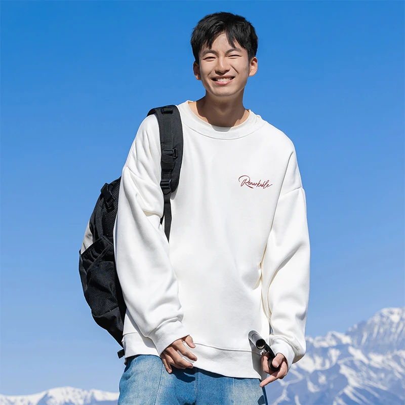 迈特优加绒可选圆领卫衣男卫衣百搭宽松休闲潮牌套头长袖 1737