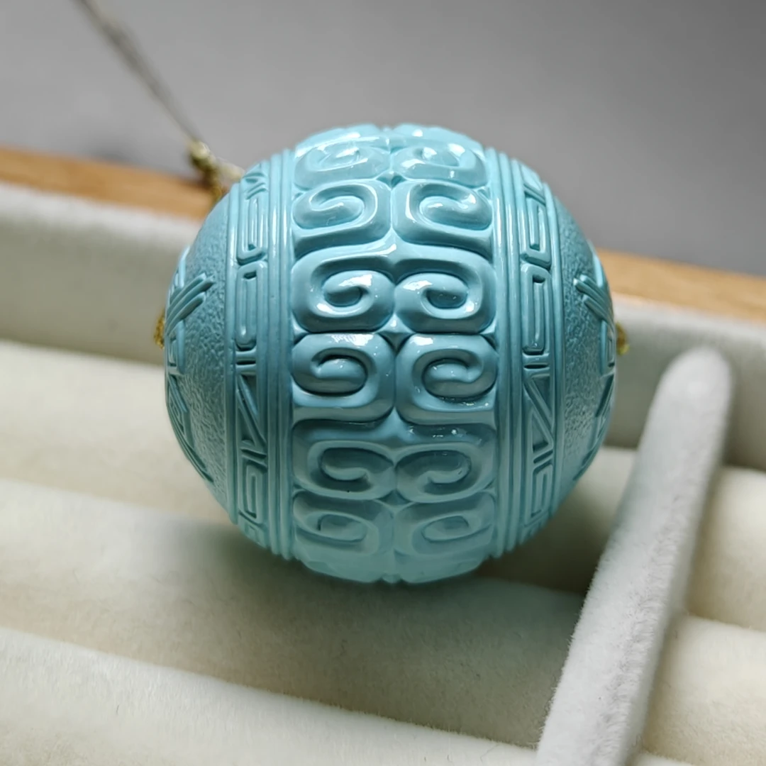 （已结缘仅欣赏）湖北原矿绿松石回纹珠
