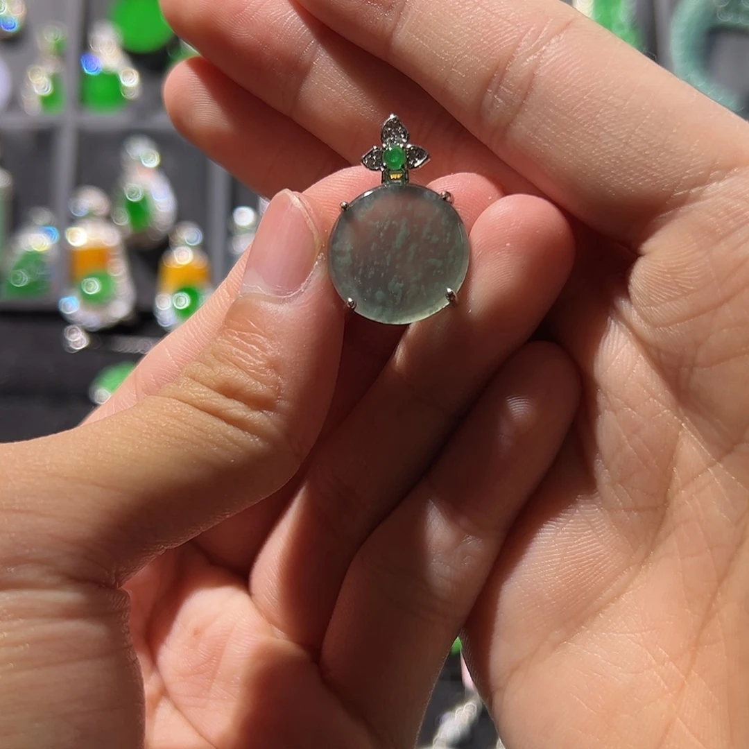 翡翠银S925镶嵌吊坠(不含链)吊坠