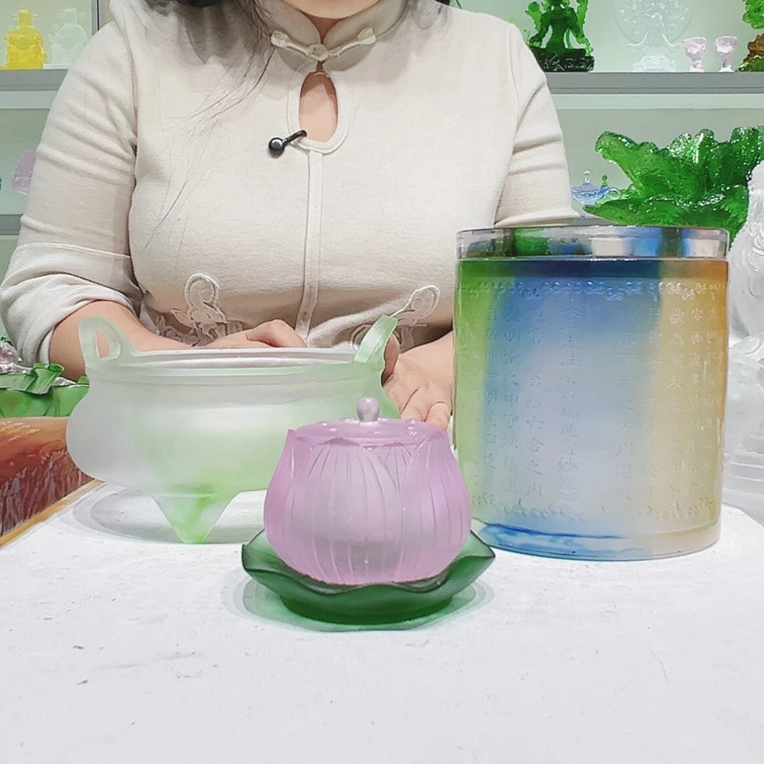 【闪购商品】手工艺品琉璃明*?宣德炉大号➕三套供水杯➕罐子