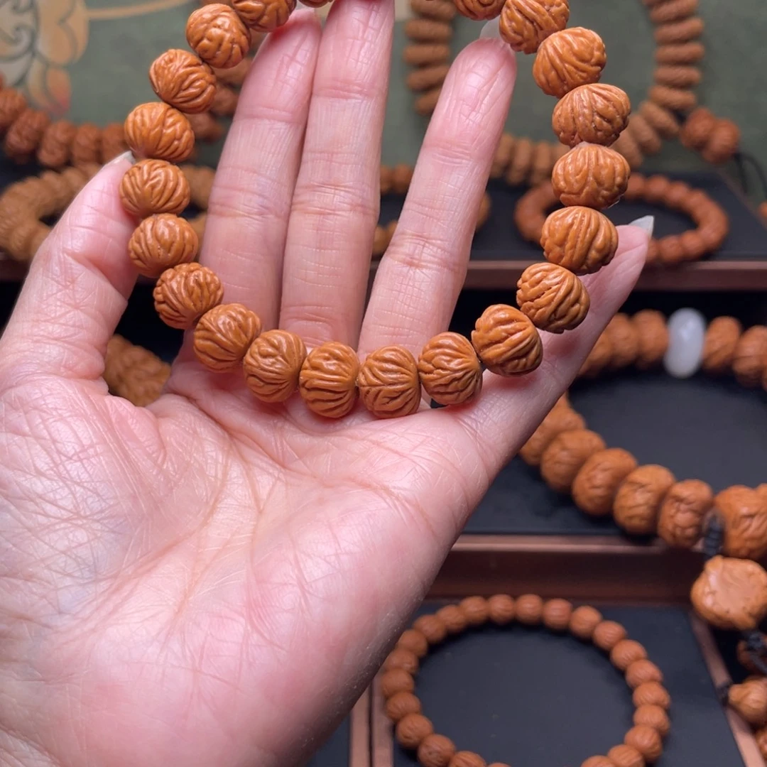 手串桃核13金蟾纹