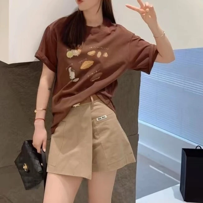 意法一批清仓 夏季百搭卡通印花宽松显瘦圆领T恤F0967