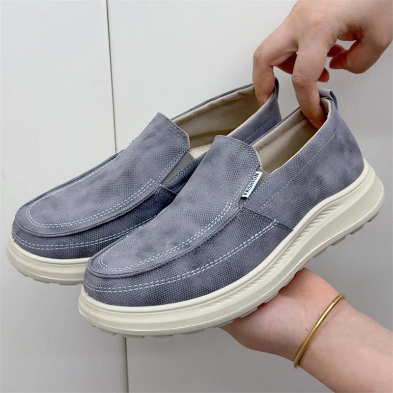 秋季新款帆布鞋男士一脚蹬时尚软底舒适商务休闲外穿老北京布鞋