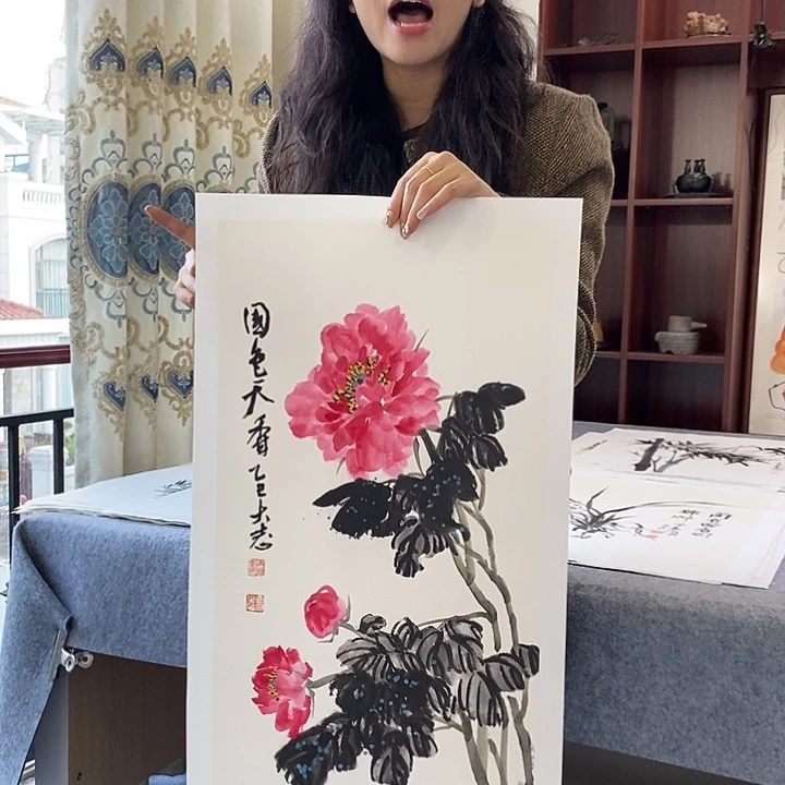 国画纯手绘国画写意作品34*68