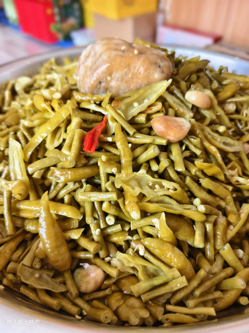 湖北麻城梅儿姐家手工酱腌菜萝卜丝峨眉豆辣椒250克包