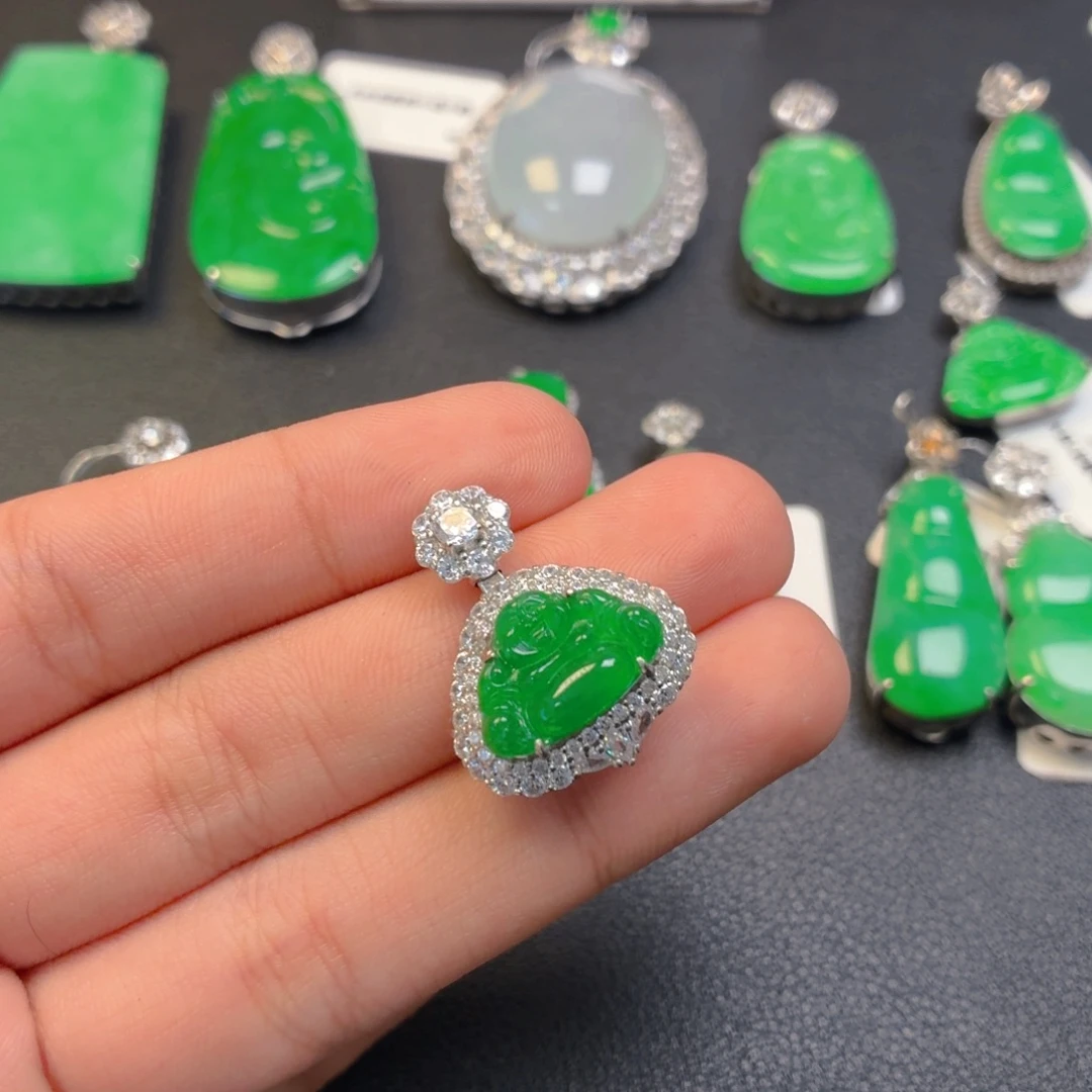 翡翠银S925镶嵌吊坠(不含链)