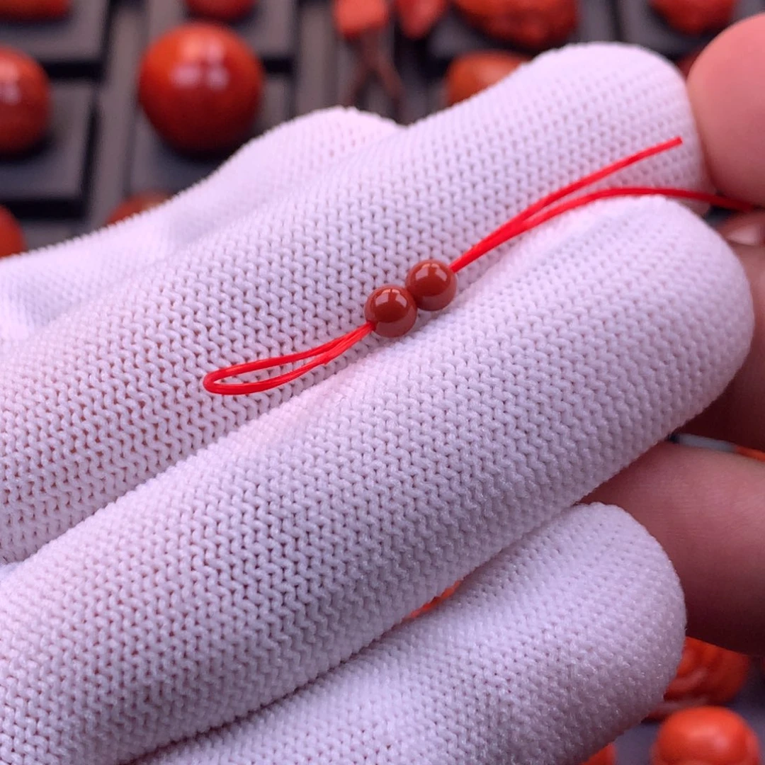 南红玛瑙未镶嵌川料原矿满色满肉圆珠对珠4mm+