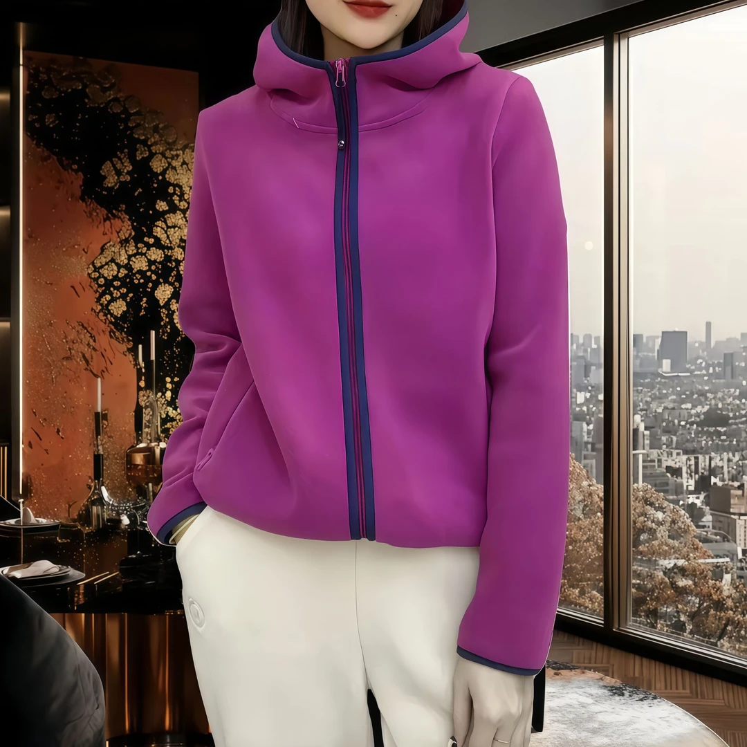 春季新款大码妈妈装双面绒连帽加厚卫衣加绒百搭时尚短外套上衣女