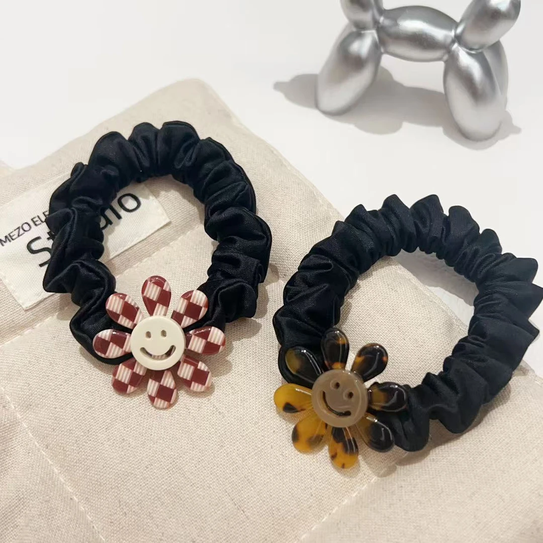 时尚醋酸笑脸花朵发圈发绳J2198