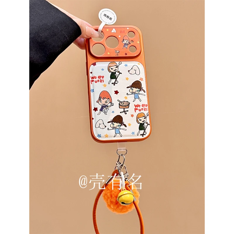 二次元白底星星动漫奈良美智挂绳适用苹果17手机壳iPhone16/15/14