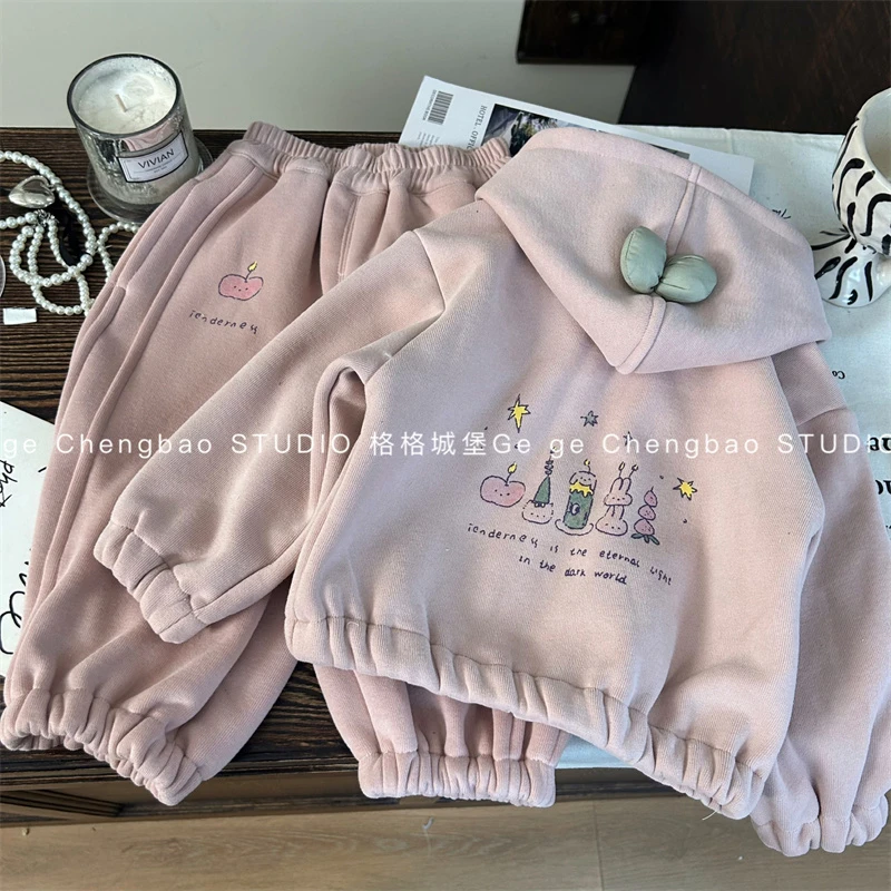 女童秋冬套装2025秋新款韩版童装女宝宝加绒加厚两件套P357