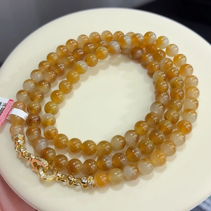 翡翠未镶嵌手链冰胶黄翡卡6