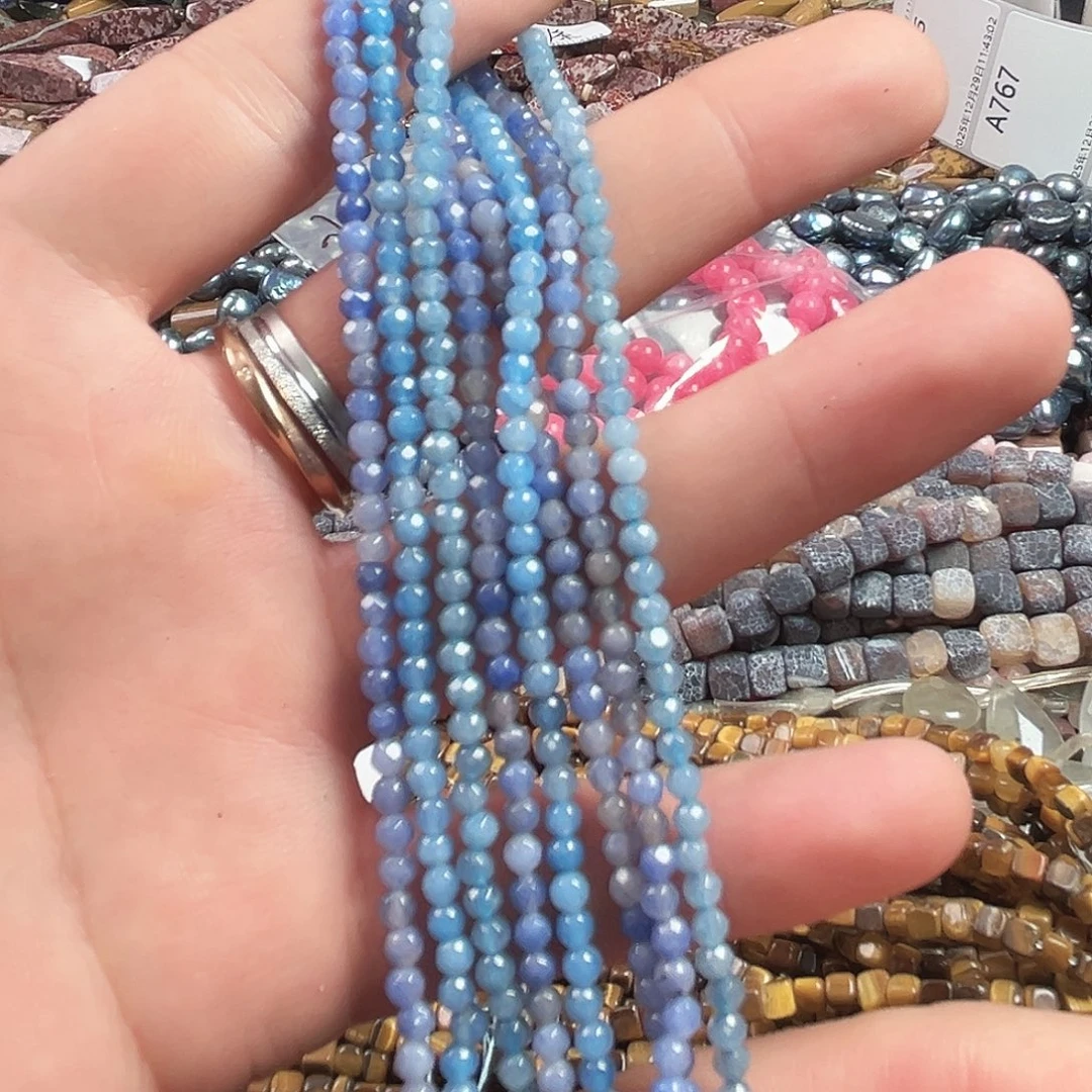 玛瑙/玉髓合金珠宝半成品A766，切面小珠珠4条3mm