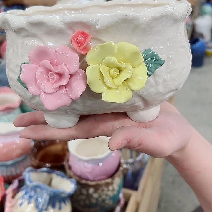 有孔.凑满10元发货多肉陶瓷花盆！