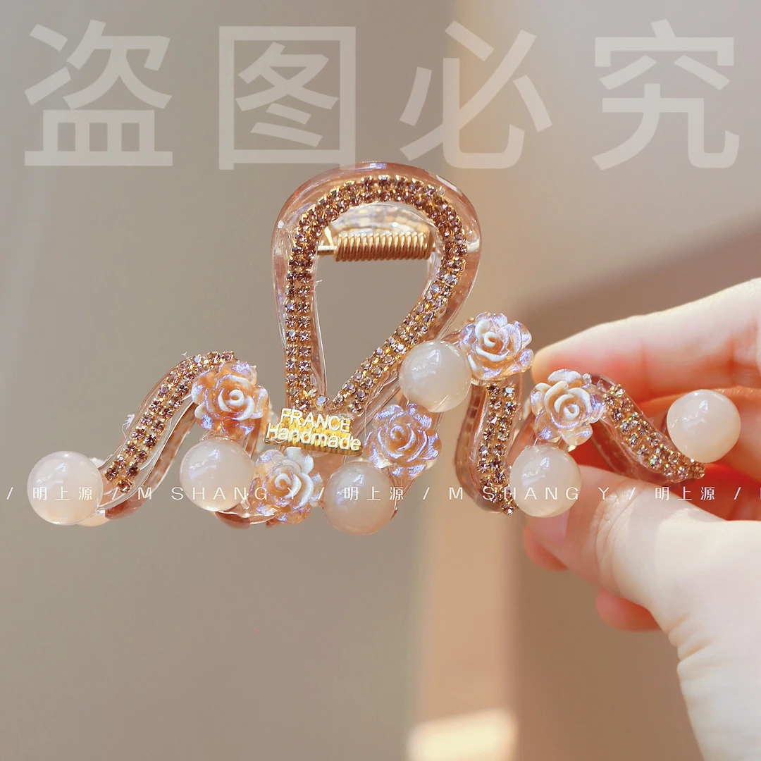 M1212夏季新款花花波浪抓夹气质精致发抓韩式简约款发夹大号